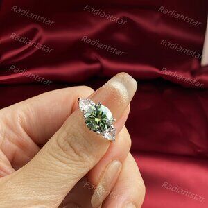 NEW Certified 3 ct. t.w. Blue Green Moissanite Ring